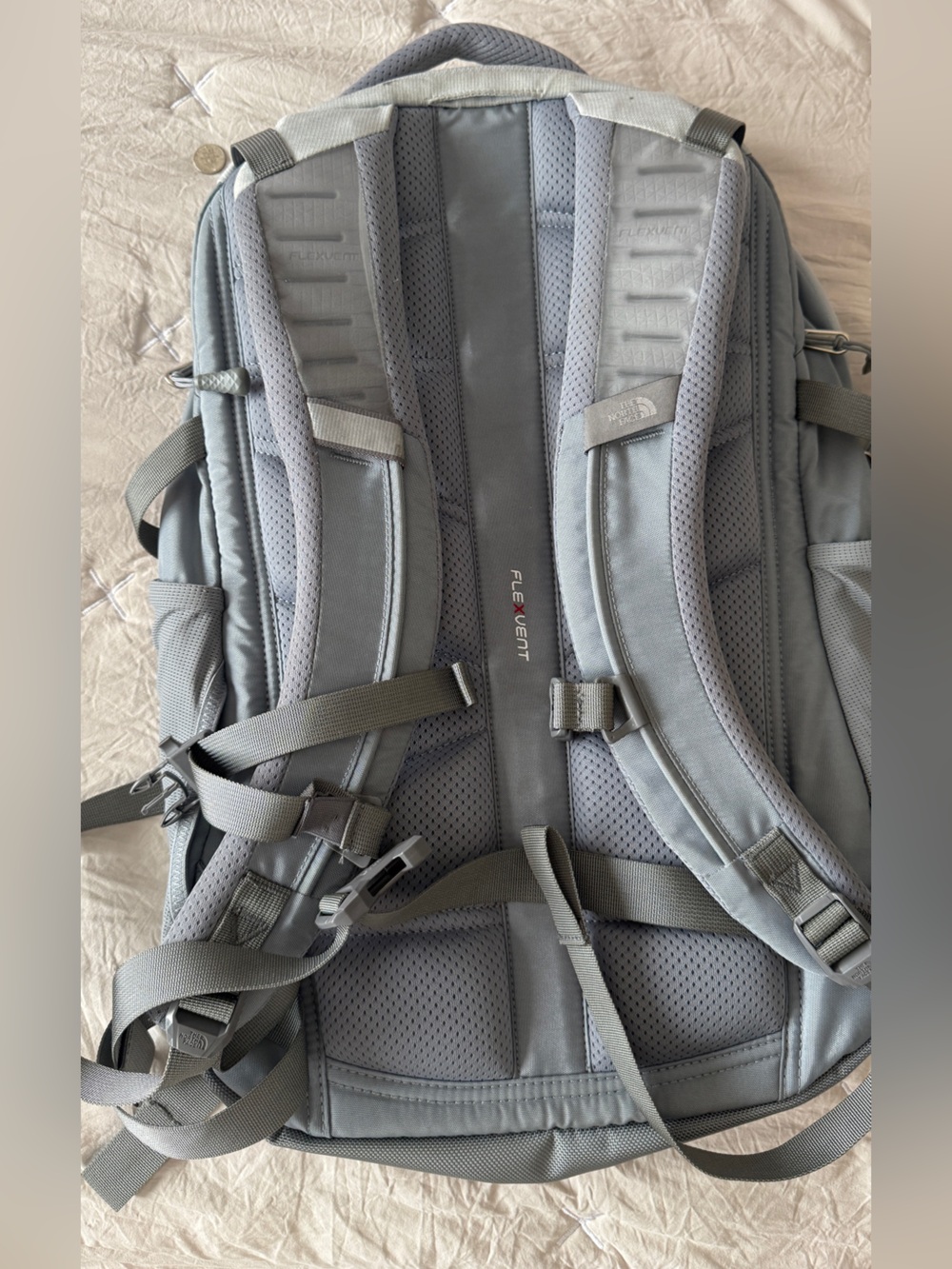The North Face Light Gray Backpack with Blue Logo - Picture 3 of 4